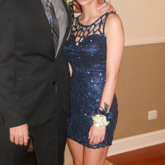 Shail K. Navy Blue Sequined Dress Size 2 - Picture 3 of 3